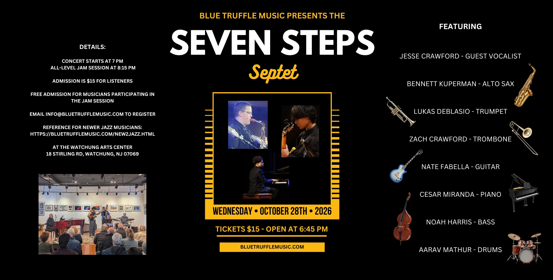 Seven Steps at Watchung Arts, October 28, 2026
